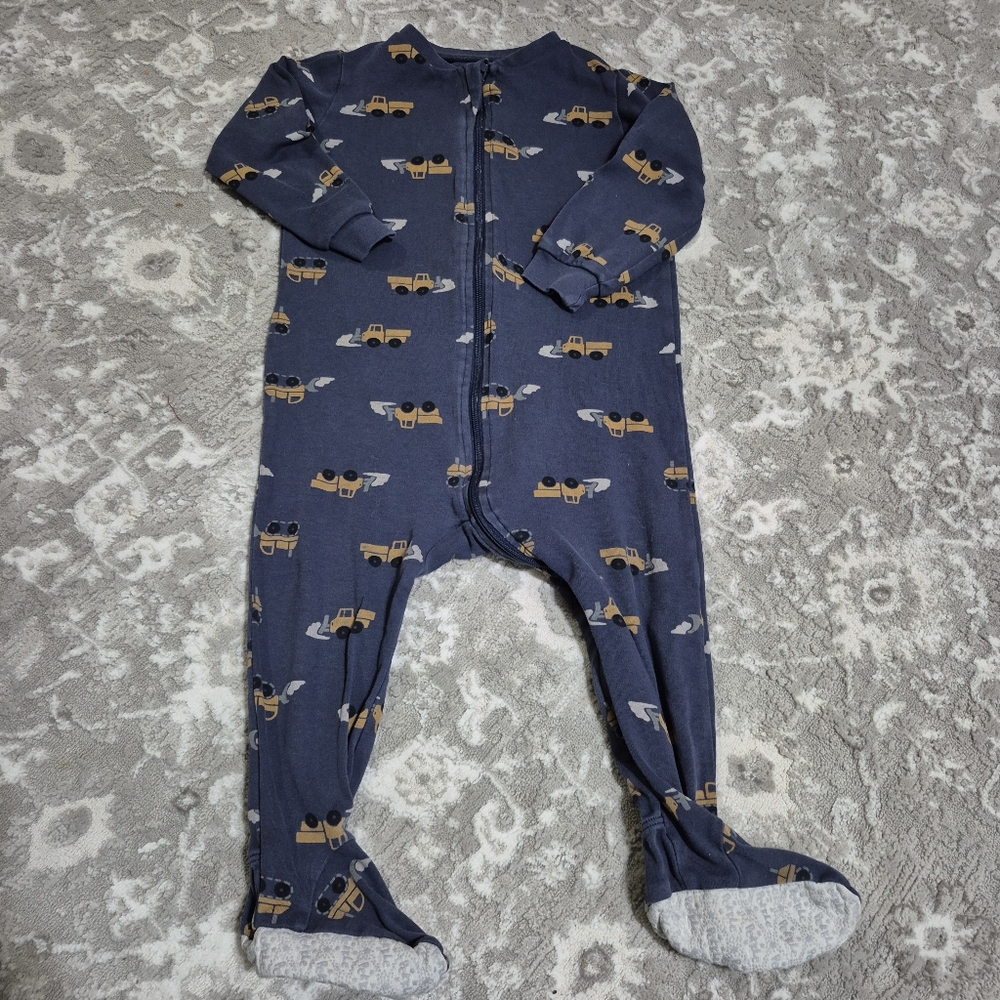 Pekkle Boy's Navy Dump Truck Cotton Sleeper Size 18M